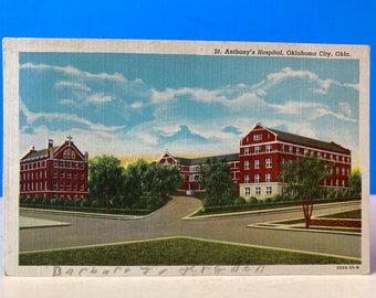 St. Anthony's Hospital Oklahoma City Linen Postcard