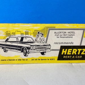 Hertz Rent A Car Counter Werbekarte Allerton Hotel