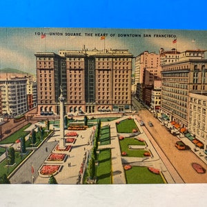 Carte postale en lin Union Square San Francisco