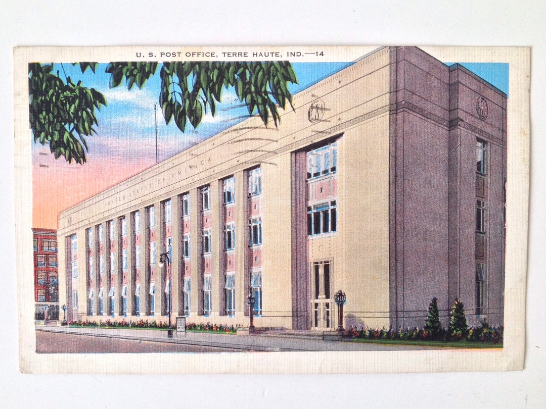 Terre Haute Post Office Linen Postcard Etsy