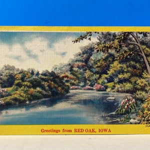 Leinen Postkarte aus Red Oak Iowa