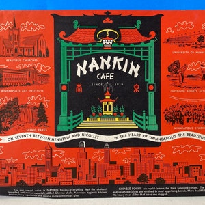 Nankin Café Menu Minneapolis 1956