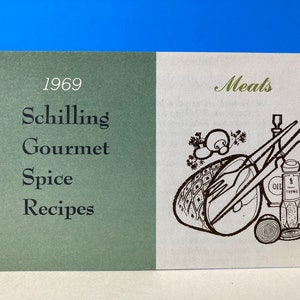 1969 Schilling Gourmet Spice Recipes Card Meats