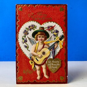 Carte postale vintage en relief pour la Saint-Valentin