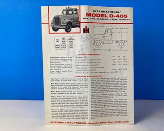 International Model D-405 Sales Spec Sheet