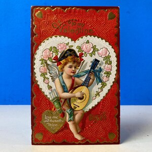 Carte postale vintage en relief pour la Saint-Valentin