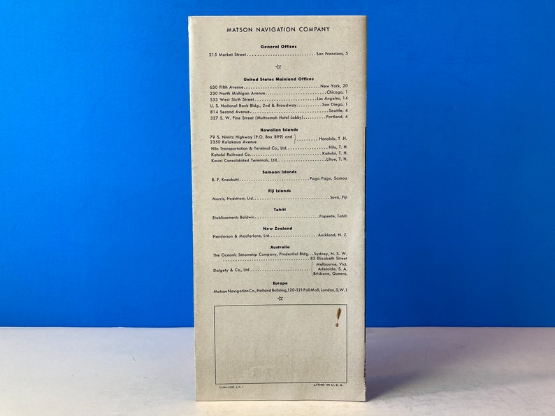 Matson Lines Hawaii Sailing Fares Brochure 1957 Etsy