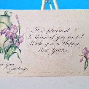 Vintage Embossed New Year Greetings Postcard