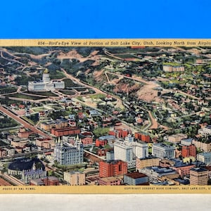 Carte postale en lin SLC Bird's Eye View