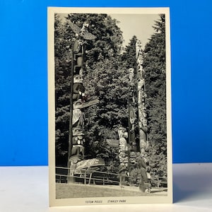Totem Poles Stanley Park RPPC Postcard