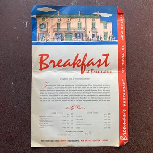Menú de desayuno de Brennan's Nueva Orleans LEER