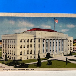 Carte postale Bâtiment municipal en lin d'Oklahoma City
