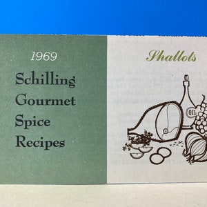 1969 Schilling Gourmet Spice Recipes Card Scalogno