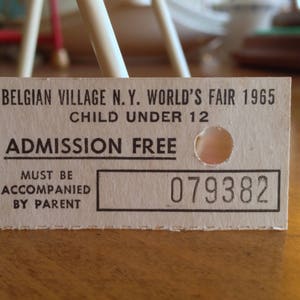 Belgische Dorf Weltausstellung Ticket Stub New Yorker