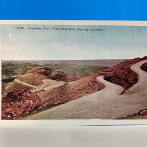 Serpentine Trail Pikes Peak Linen Postcard