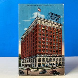 Cartolina di lino dell'hotel Jefferson Davis Montgomery Alabama