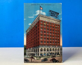 Jefferson Davis Hotel Montgomery Alabama Linen Postcard
