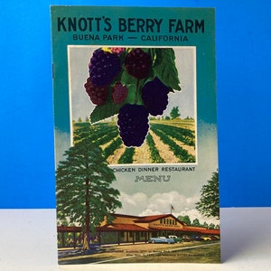 Anuncio publicitario del menú del restaurante con cena de pollo de Knott's Berry Farm