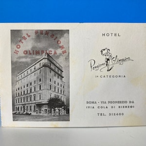 Hôtel Pensione Olimpica Rome Mailer Brochure Carte postale