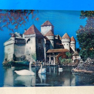 Lenticular Postkarte Schloss & Schwäne