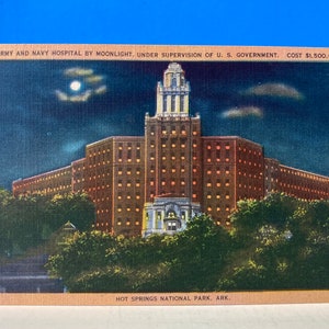 Postal de lino del hospital del ejército y la marina