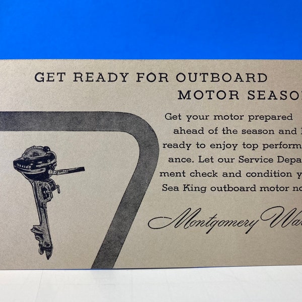 Vintage Montgomery Ward Outboard Motor Repair Postcard