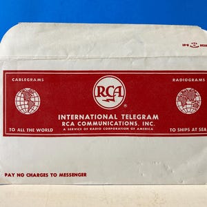 Radiograma Marítimo RCA com Envelope