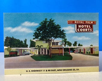 Royal Palm Hotel Courts Linen Postcard