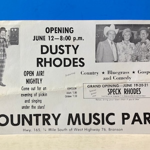 Dusty Rhodes Country Music Park Flyer Branson