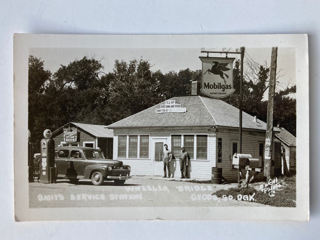 Smit's Service Station Geddes South Dakota Mobilgas RPPC Postcard Etsy