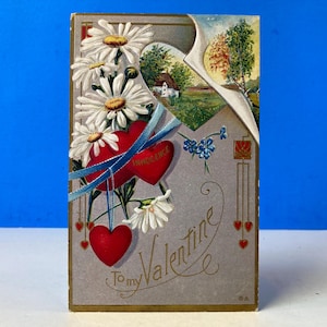 Carte postale vintage en relief pour la Saint-Valentin