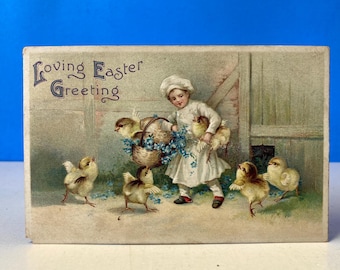 Loving Easter Greeting Embossed Postcard