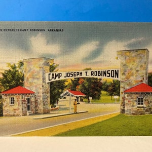 Carte postale du camp d’entrée principal Robinson Arkansas