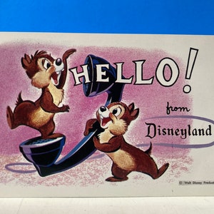 Hello From Disneyland Postcard Chip & Dale
