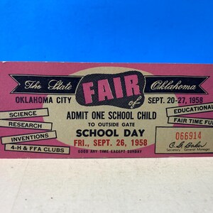 The State Fair Of Oklahoma Schultageskarte 1958