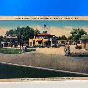 Oaklawn Tourist Court Leinen Postkarte