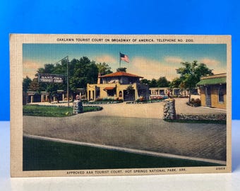 Oaklawn Tourist Court linnen briefkaart