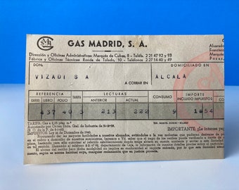 Gas Madrid, S.A. Quittung 1961