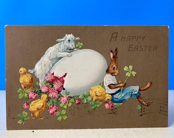 Eine fröhliche Osterpostkarte mit Prägung von 1911