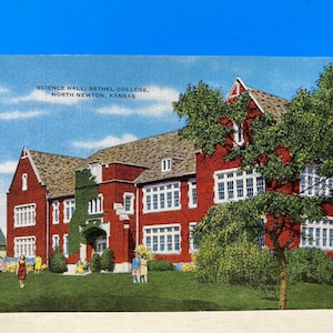 Science Hall Bethel College Leinen Postkarte