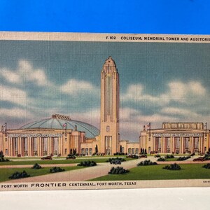 Postal de lino del centenario de la frontera de Fort Worth