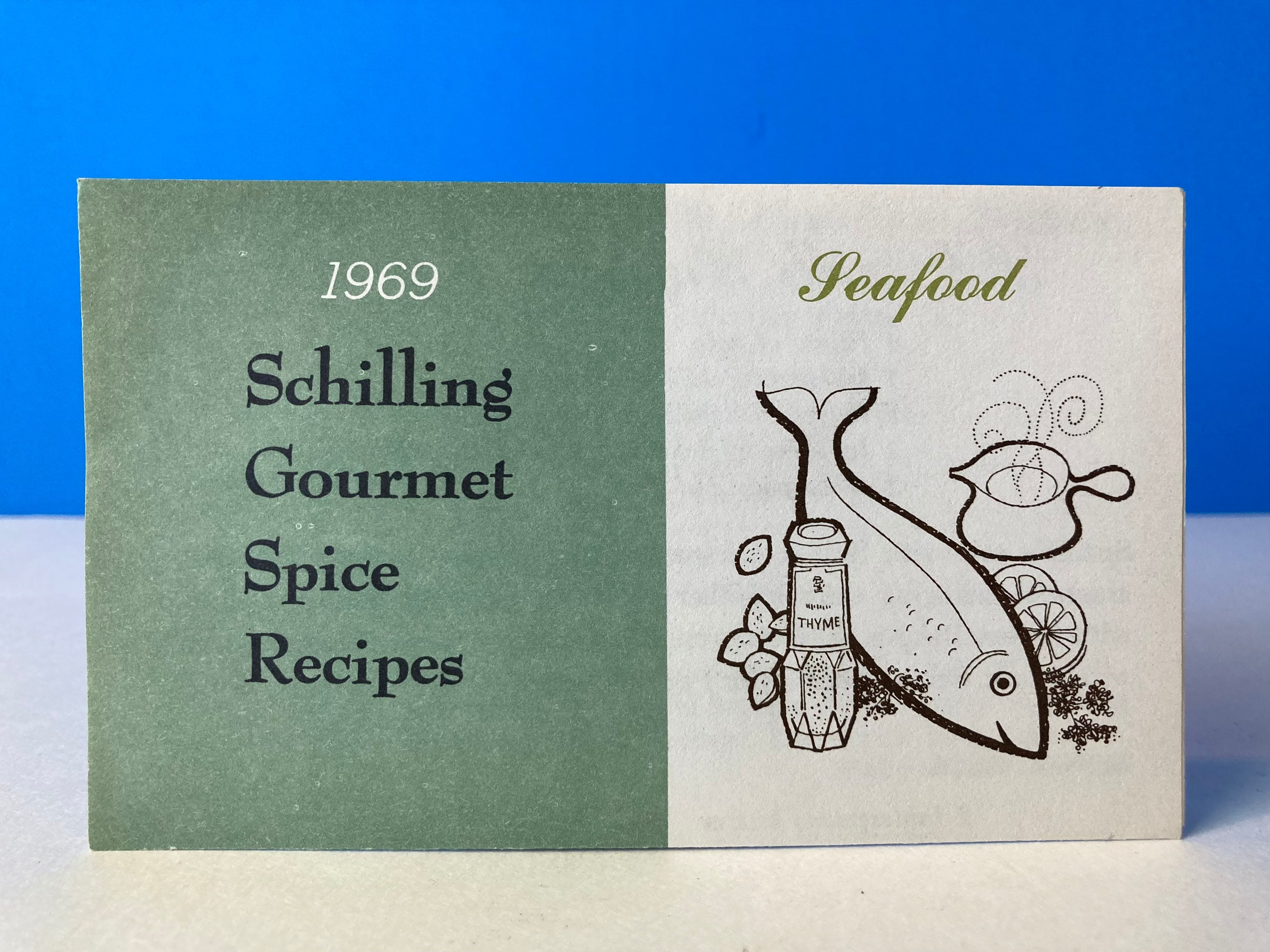 SEAFOOD 1969 SCHILLING GOURMET SPICE RECIPES TRI-FOLD ADVERTISING