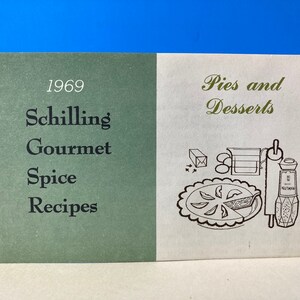 1969 Schilling Gourmet Spice Recipes Card Torte e dessert