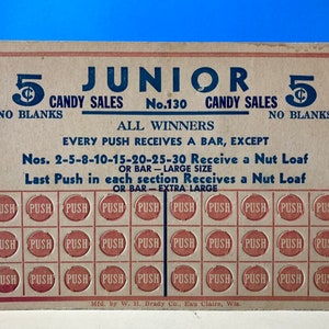 W. H. Brady Junior Candy Sales Locherkarte