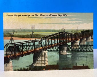 Oudste brug over de Missouri-rivier Kansas City Briefkaart