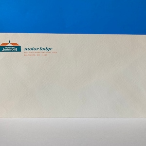 Howard Johnson&#39;s Motor Lodge Envelope Baltimore