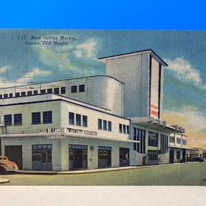 Nouvelle carte postale en lin du marché de Juarez