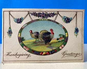 Carte postale en relief Salutations de Thanksgiving