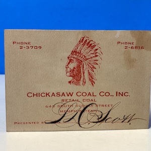 Chickasaw Coal Co. Visitekaartje Memphis