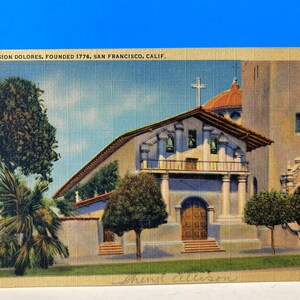Mission Dolores Linen Carte postale